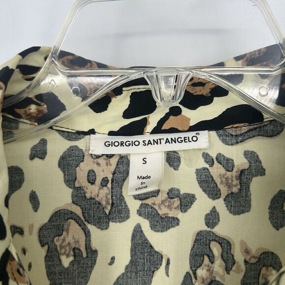 Giorgio Saint Angelo Womens Leopard Print Peplum Top Button Up Bubble Hem Size S - Picture 10 of 11